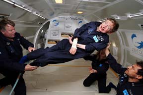 Stephen Hawking in zero gravity (NASA)